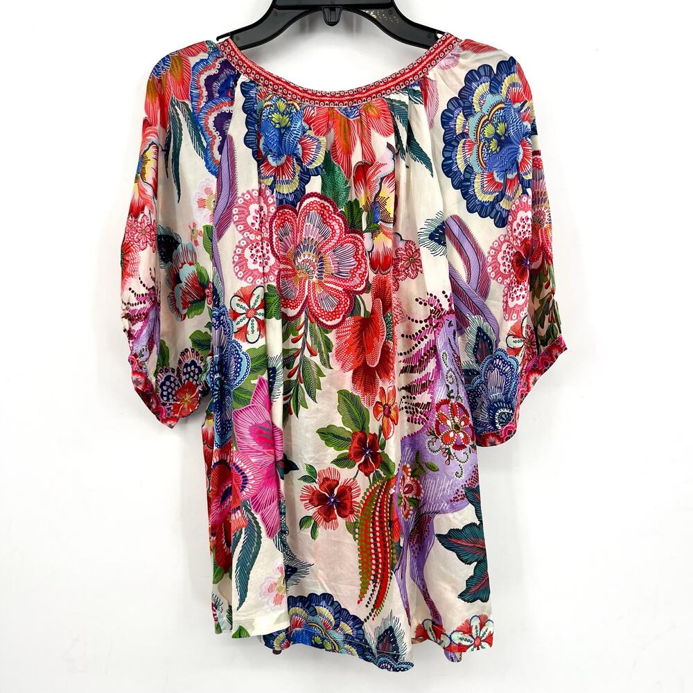 JOHNNY WAS Women's Avah Silk Blouse Medium Kallie Floral Button Down NWT - Picture 6 of 11